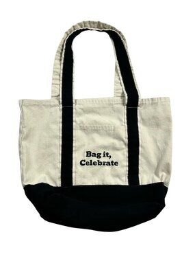 Cotton Canvas Tote Bag White Beige & Black Reusable Grocery Shopping Cloth
